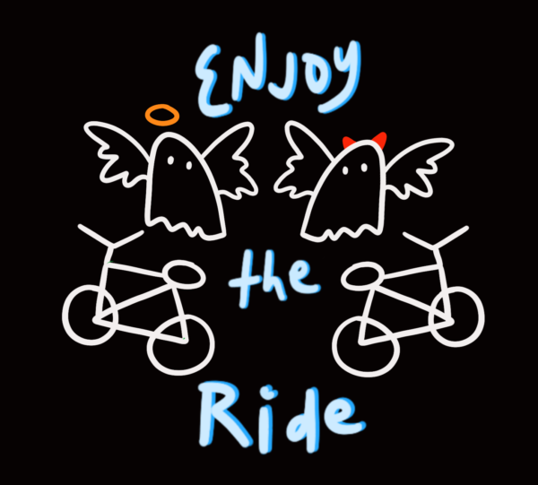 Ghosts riding bikes